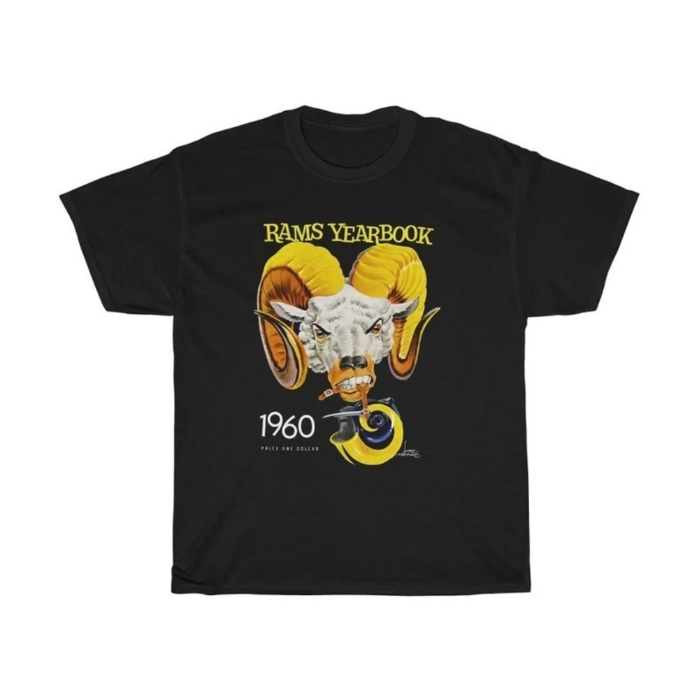 1960Los Angeles Rams Football Yearbook Cover Heavy Cotton Tee